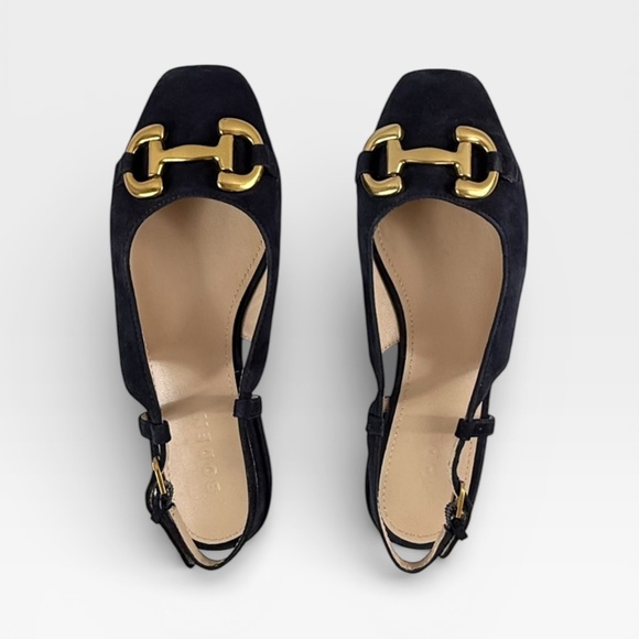 Boden Shoes - Boden Iris Snaffle Slingback Flats Navy Blue Suede Size 38